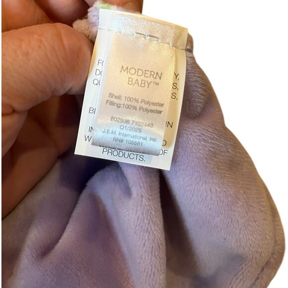 Modern Baby Bunny Rabbit Lovey Security Blanket Teether Rattle Floral 12x12 - Picture 7 of 8